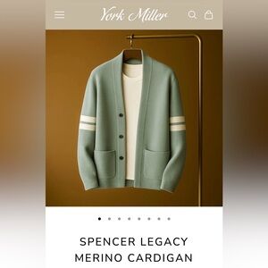 York Miller Men's Green Cardigan Sweater